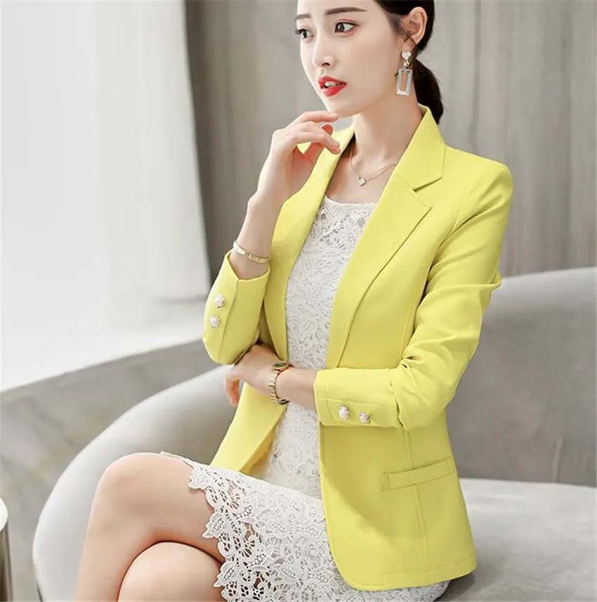 Womens Business Blazers Long Sleeve Women Blazers and Jackets Plus Size Office Blazers For Women Suits Black White Pink Green