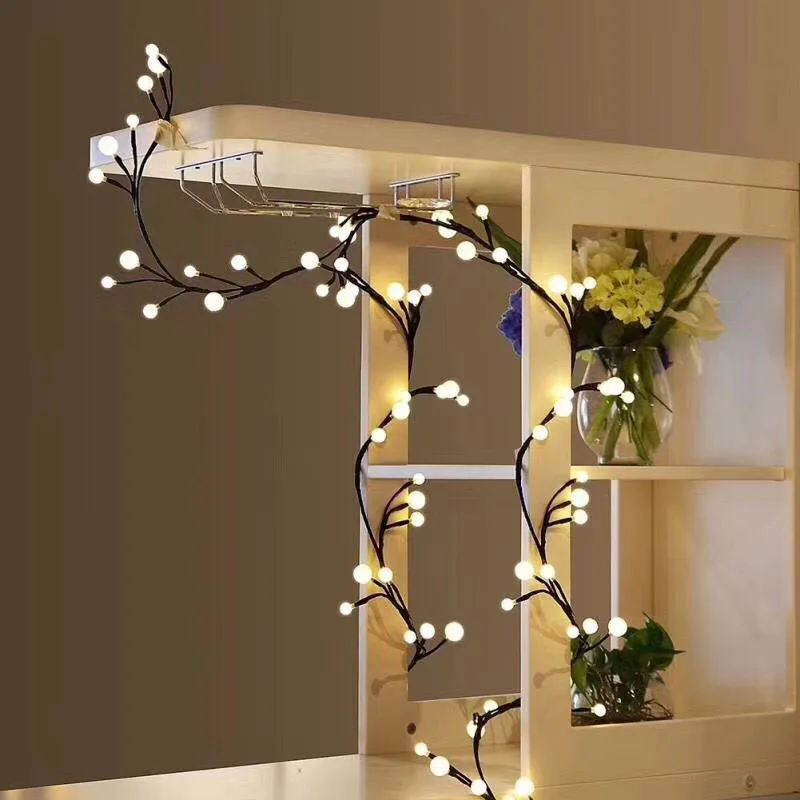 2,5 м 72Led ротанговый шар, светодиодный светильник, праздничный Сказочный светильник, теплый белый, для вечерние, свадебные украшения, Рождественский светильник, s гирлянда O