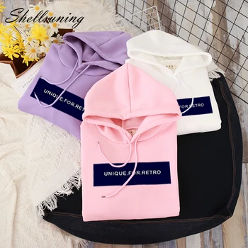 

Shellsuning Autumn Women Ulzzang Sweatshirts Long Sleeve Hoodie Sweatshirt Jumper Letter Rectangle Print Pullover Oversized Tops
