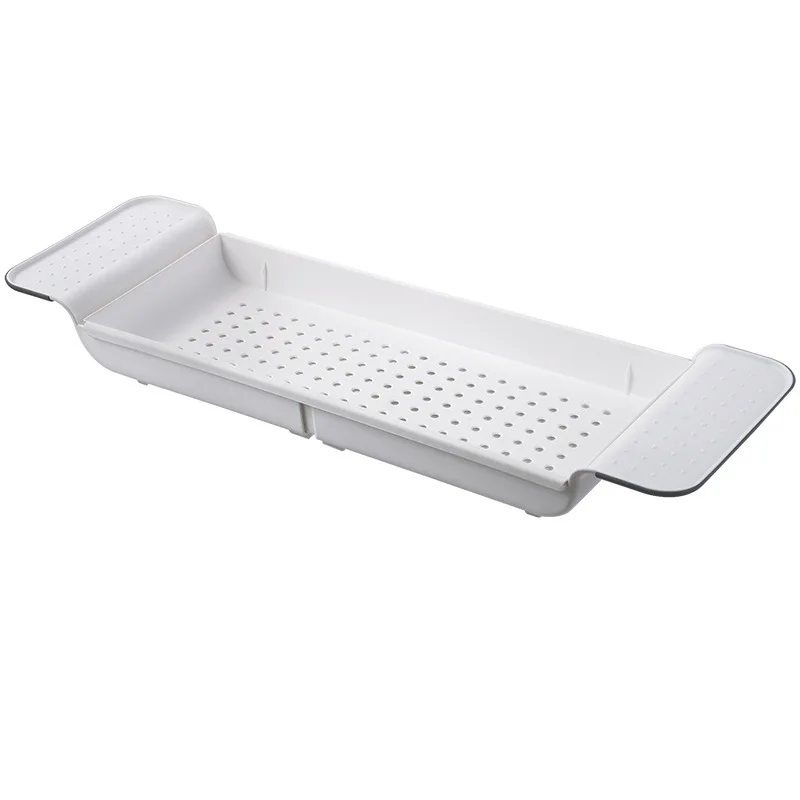 Multi-functional plastic adjustable bathtub tray basket receive bathroom kitchen tools
