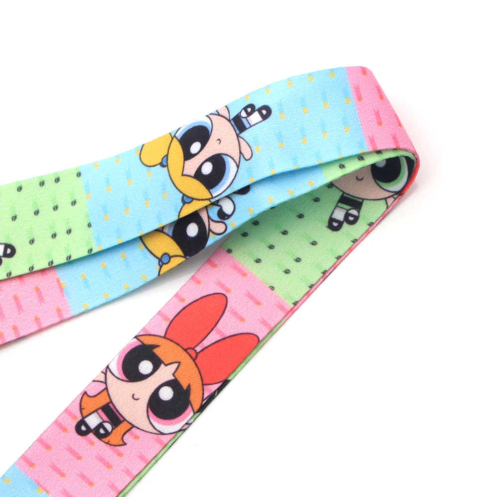 CA105 Powerpuff девушки ремешки для ключей ID карты пропуск мобильного телефона USB держатель значка повесить веревку Лариат Ремешок