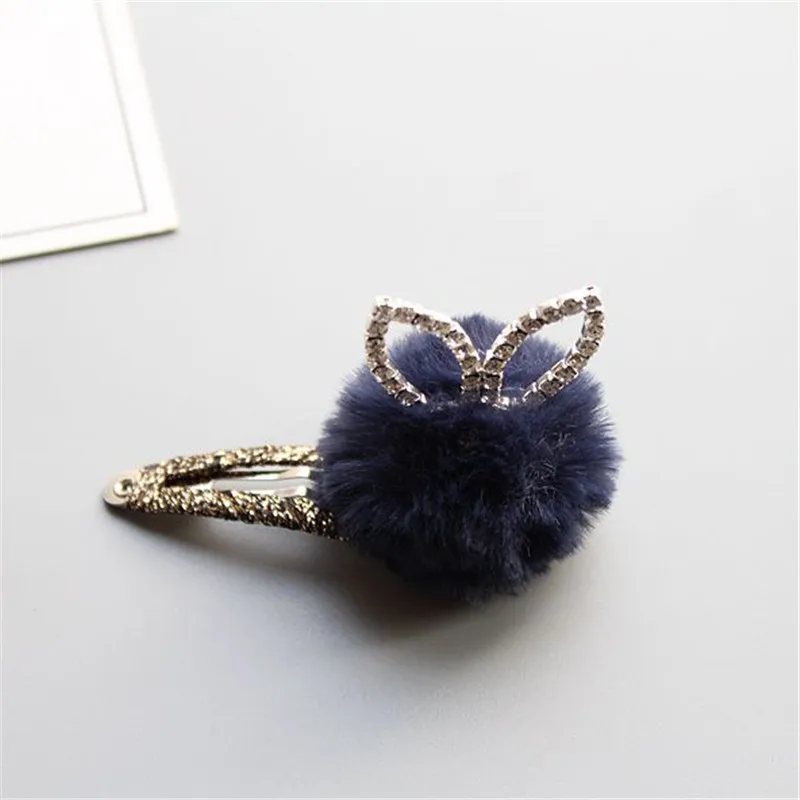 15pcs/lot New Fashion Cute Pom Pom Hairpins Glitter Crystal Rabbit Ears Animal Style BB Clip Hair Rope Princess Hair Accessories