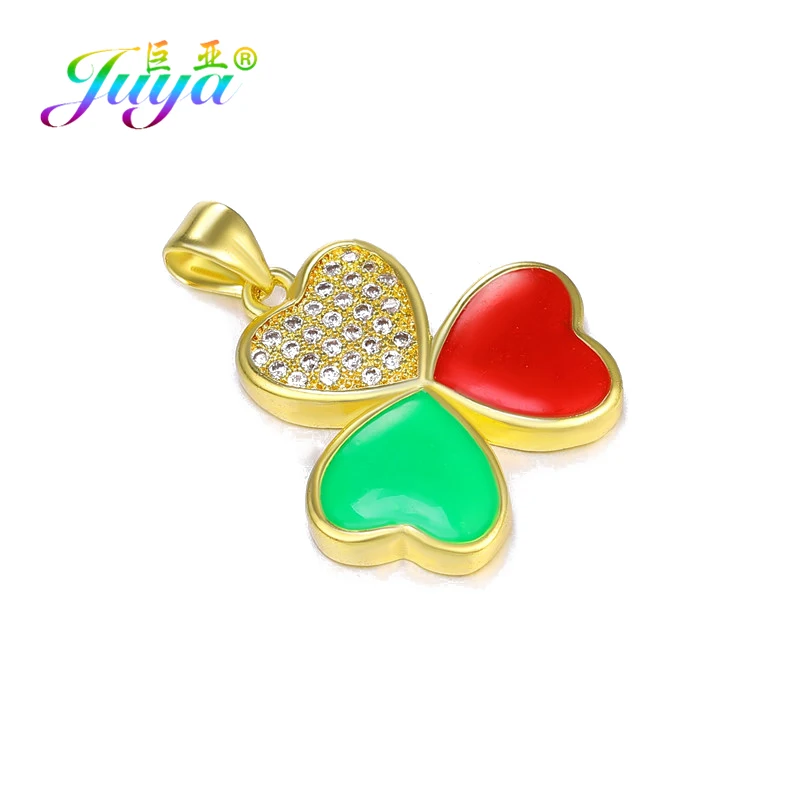 Золотая микро циркониевая эмалированная подвеска в форме сердца Juya DIY аксессуары