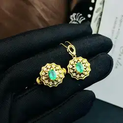 SHILOVEM 925 стерлингового серебра натуральные изумрудные брелки на кольцах отправить ожерелье ювелирные украшения вечерние женские подарки 4*6