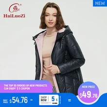 HaiLuoZi 2021 giacca primavera colpisce colore Slim moda Casual Parka corto cappotto autunnale donna cerniera capispalla giacche da donna con cappuccio 56