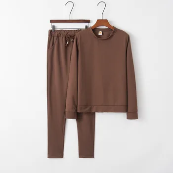 

Solid warm 2020 New Design Fashion Hot Sale Suit Set Women Tracksuit Two-piece Style Outfit Sweatshirt Sport Wear
