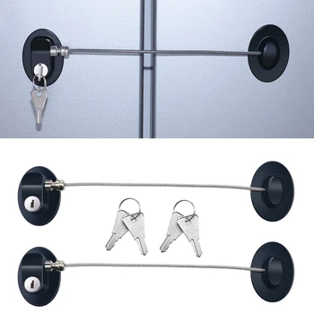 

AMS-3 Pieces Refrigerator Door Lock Strong Adhesive Freezer Door Lock File Drawer Lock Child Safety Cupboard Lock with Key