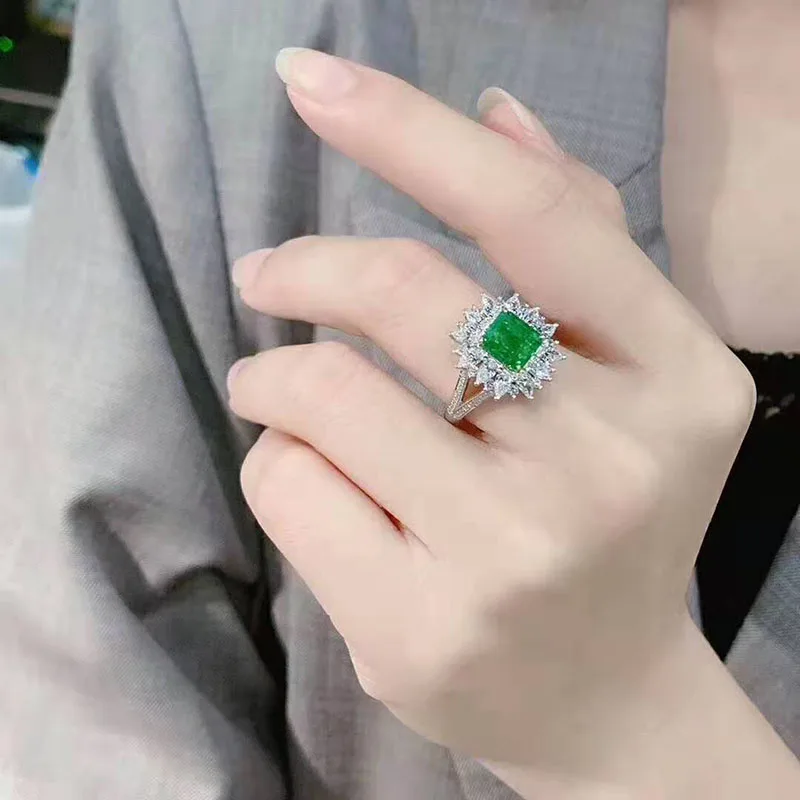 18K Золотые 2ct натуральный изумруд с 1.3ct натуральный кольцо c настоящим бриллиантом Обручение& Свадебные ювелирные изделия имеют сертификат 08