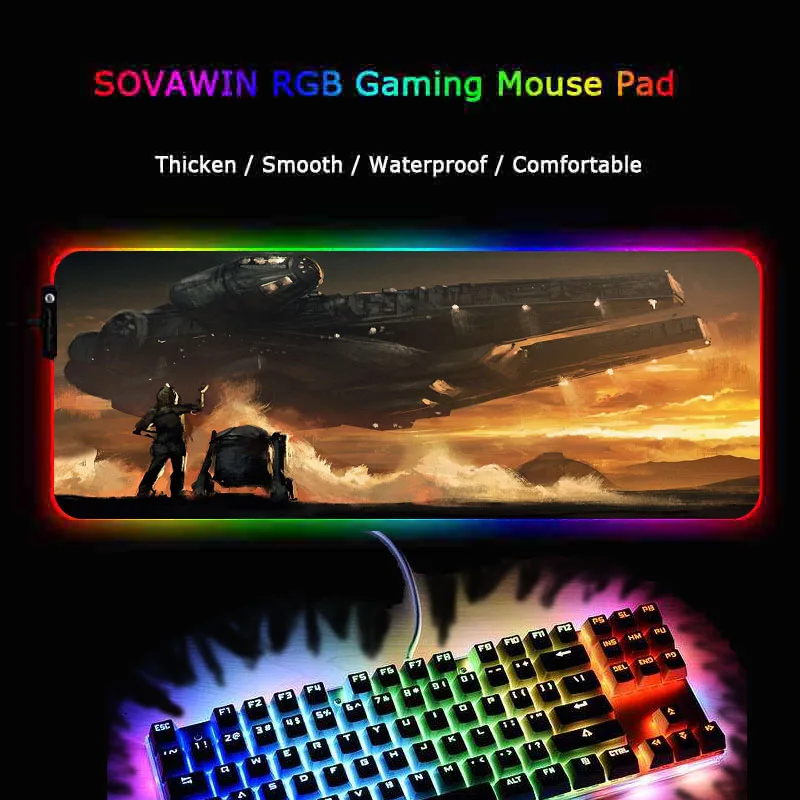 XGZ Звездные войны большой светодиодный светильник RGB водонепроницаемый игровой коврик для мыши USB проводной геймерский коврик для мыши коврик 7 ярких цветов для компьютера ПК