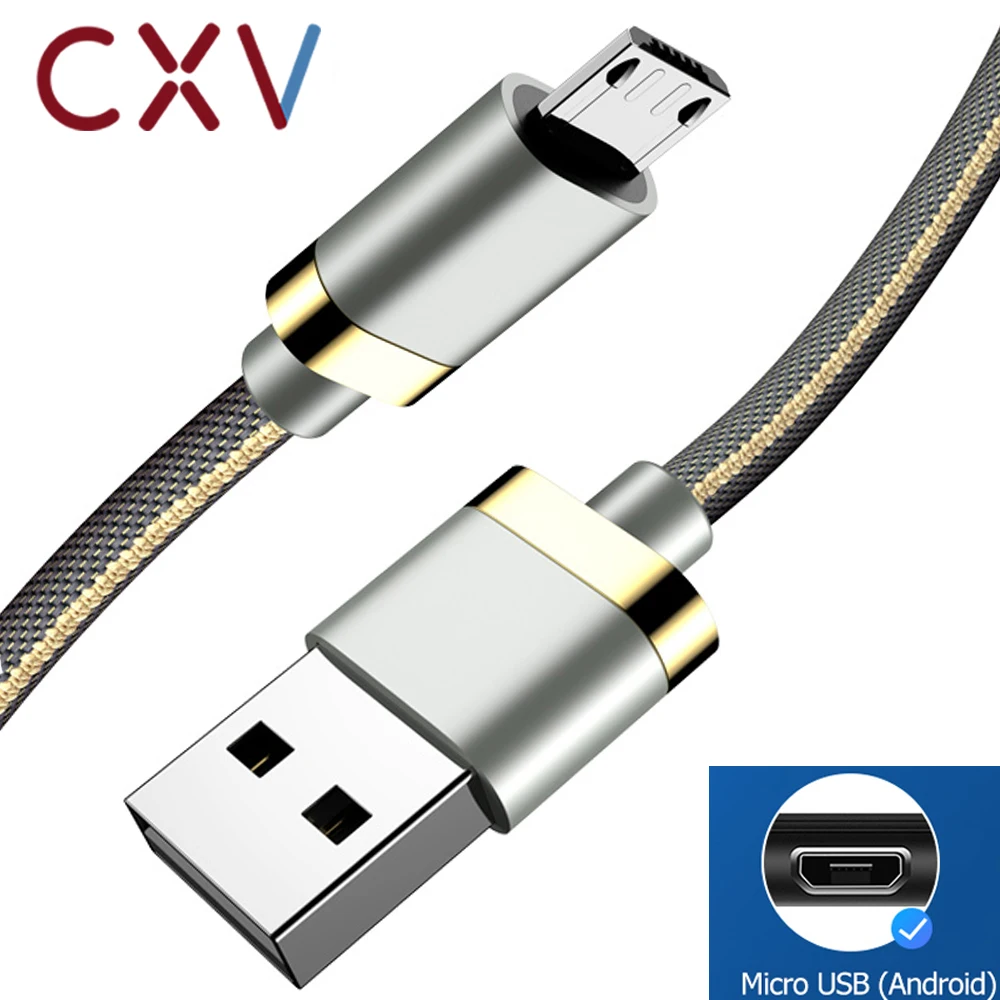 CXV Micro USB кабель 2.4A нейлон Быстрая зарядка USB кабель для передачи данных для samsung Xiaomi LG планшет Android мобильный телефон usb зарядный шнур