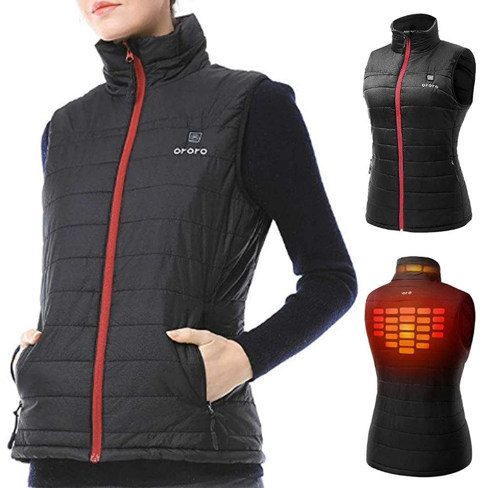 

Women Winter Zipper Smart Outdoor Heating Vest Adjustable Temperature Hiking Thermal Black Tops Riding Adult Warm Electric