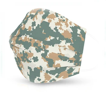 

10 PCS Adult Disposable Mask Printing Pattern Face Mouth Camouflage Mask PM2.5 Anti-dust Windproof Breathable 3 Layers Mask