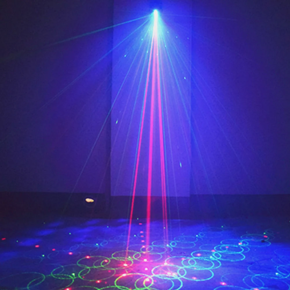 Mini DJ Disco Light USB Charge Strobe Party Laser Stage Lighting Effect Voice Control Laser Projector Light Dance Floor Bar Car