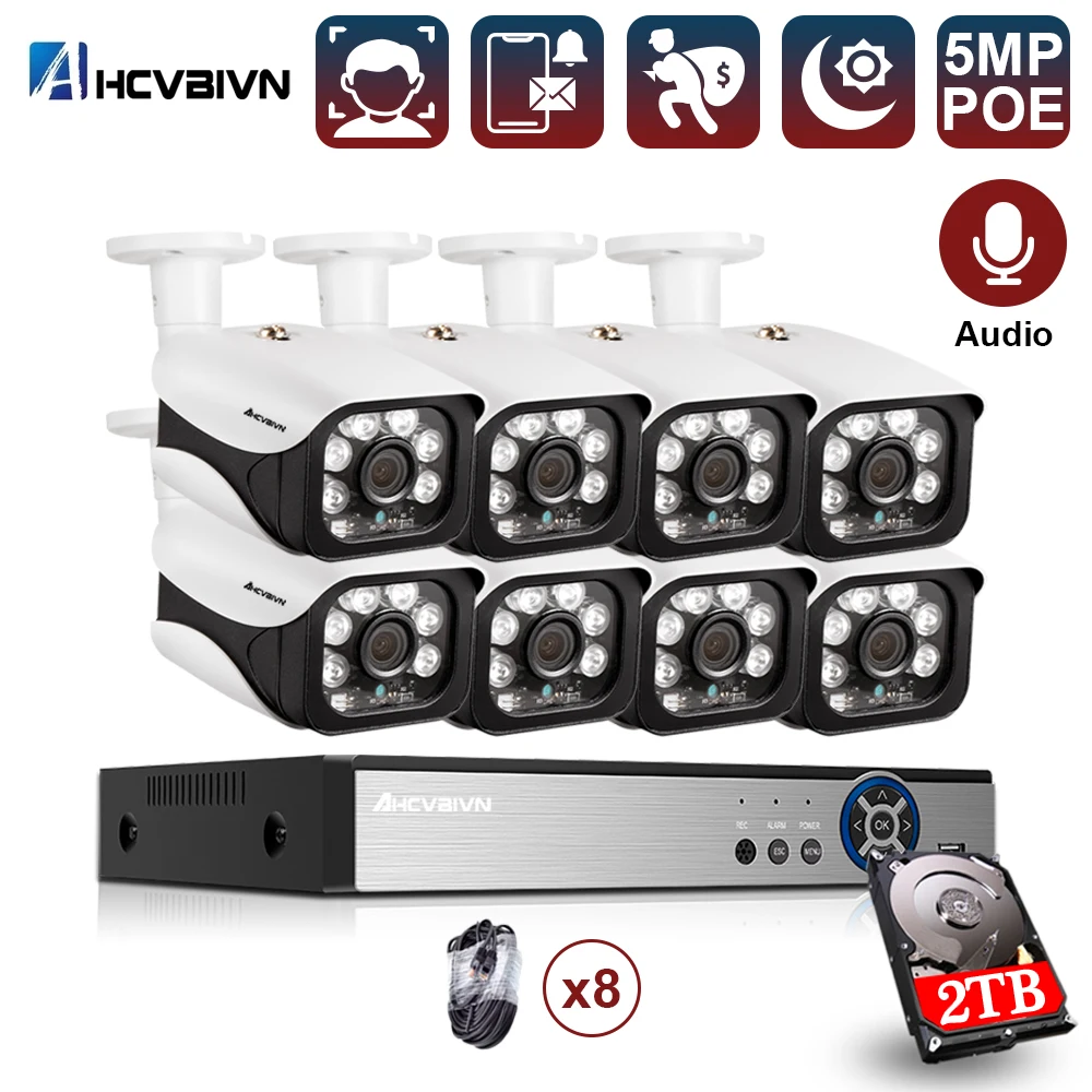 

Face Detection Recognition 8CH 5MP Wireless NVR POE Security Camera System Outdoor CCTV Video Surveillance Video Recorder Kit