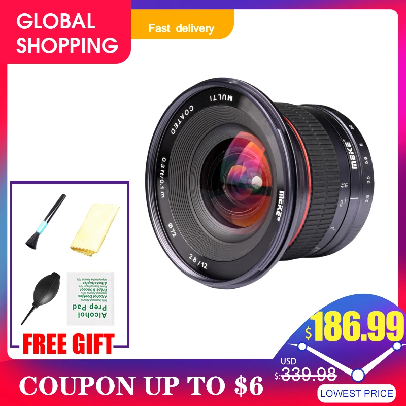 

Meike Camera Lenses 12mm F2.8 Wide Angle Camera Lens APS-C Manual Focus Fixed Lens for Canon EF-M Fujifilm Sony Nikon 1 M4/3