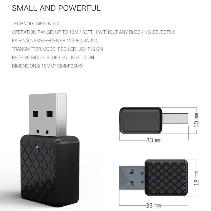 KN322 беспроводной USB Bluetooth 5,0 передатчик приемник ключ стерео аудио Музыка стерео адаптер для ТВ ПК Bluetooth динамик