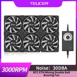 Kit de ventilateur de refroidissement pour Machine à minage BTC, 12cm, grande vitesse 3000 tr/min, grand Volume d'air 110V 220V, armoire de poste de travail 120MM, étui de serveur 