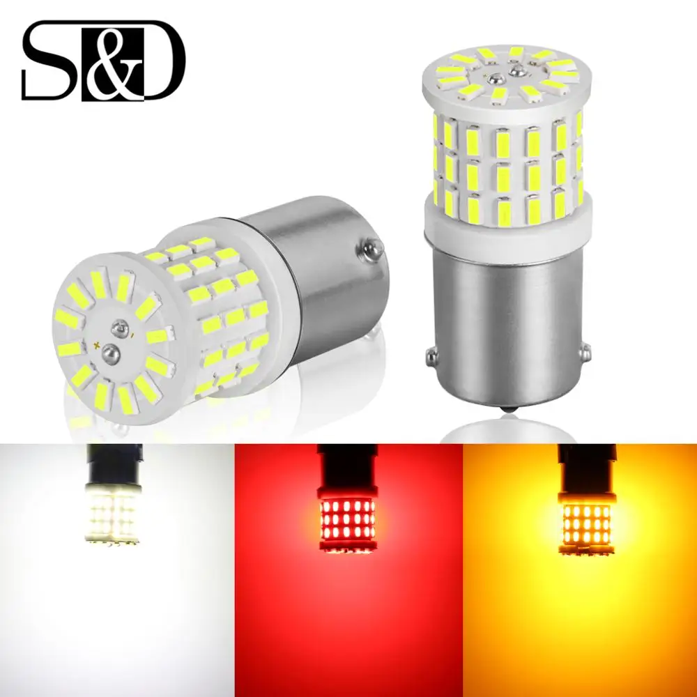 2 шт. 1156 светодиодный BA15S P21W BAY15D 1157 P21/5 Вт Керамика 57SMD 3014 автомобилей указатели