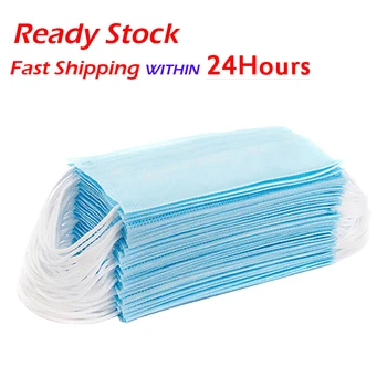 

10/20/50/100 pcs Disposable 3 layer Ply Fliter Face Mask Anti Dust Anti Pollution safety Breathable Protective masks Blue
