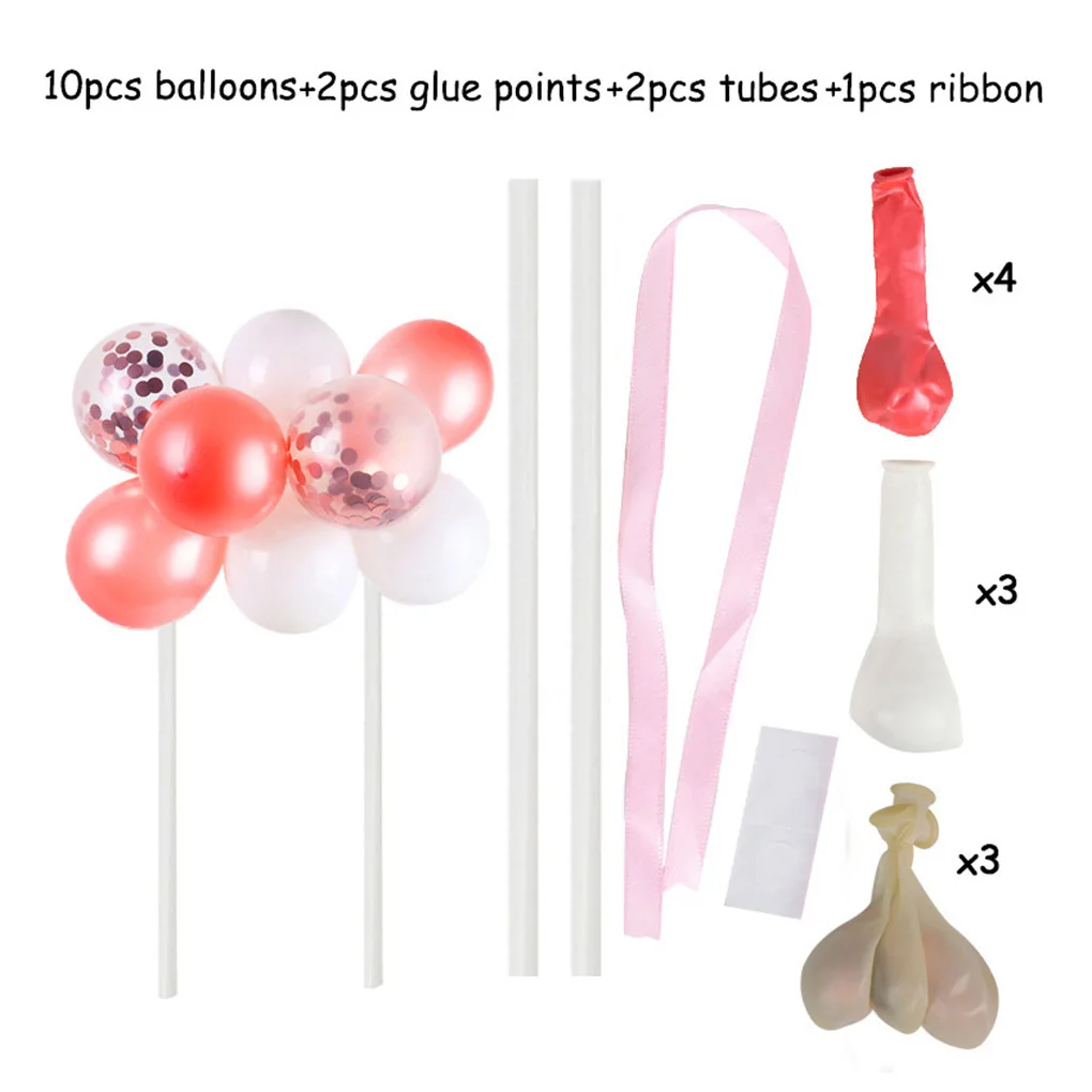 

Cake Topper Home Wedding Party Cake Balloon Ribbon Straws Decor Pastry Decor Blue Gradient Balloon for Birthday New year Decor