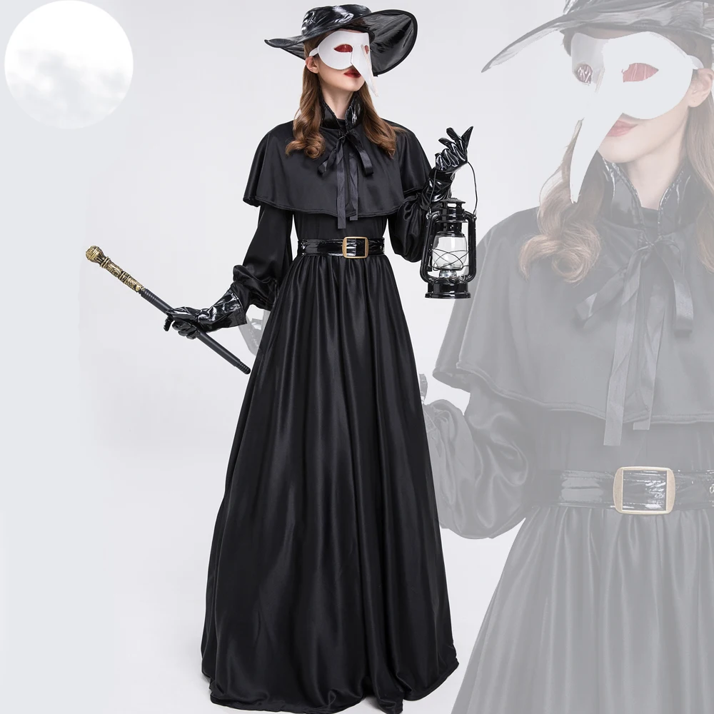 

S-xl Medieval steampunk Halloween costume for adult European and American plague doctor Crow long Beak movie costumes