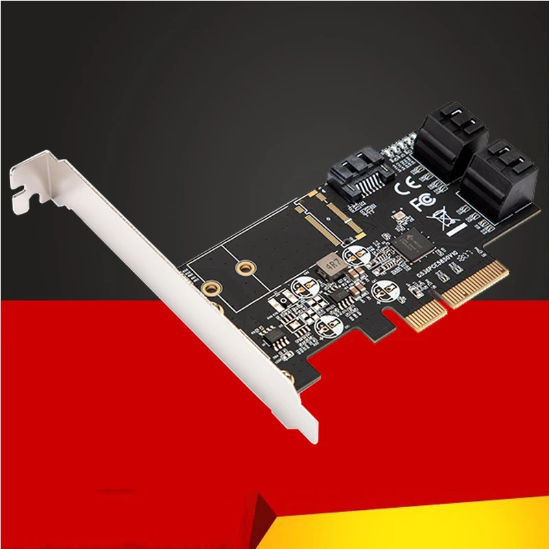 QINDIAN Плата расширения PCI-E SATA адаптер 4X 8X 16X PCIE карта SATA PCI Express SATA 3,0 5-Порты и разъёмы SATAIII 6 Гбит/с карты расширения