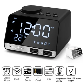 

K11 Multifunctional Music Speaker Bluetooth 4.2 Radio Alarm Clock With 2 USB Ports LED Digital Alarm Clock Eu Plug