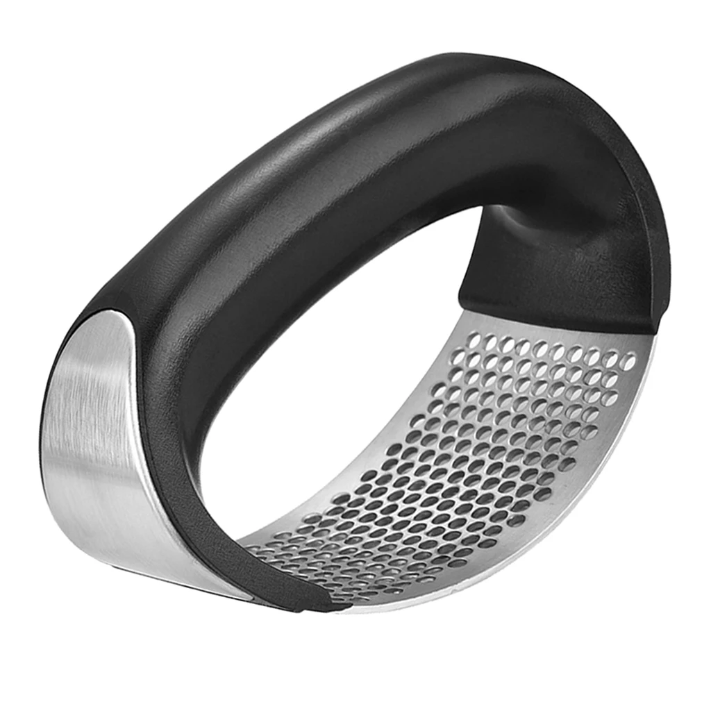 Kitchen Garlic Press Rocker Stainless Steel Garlic Crusher Tool Garlic Press Rocker Roller Slicer for Ginger Peanuts Nuts