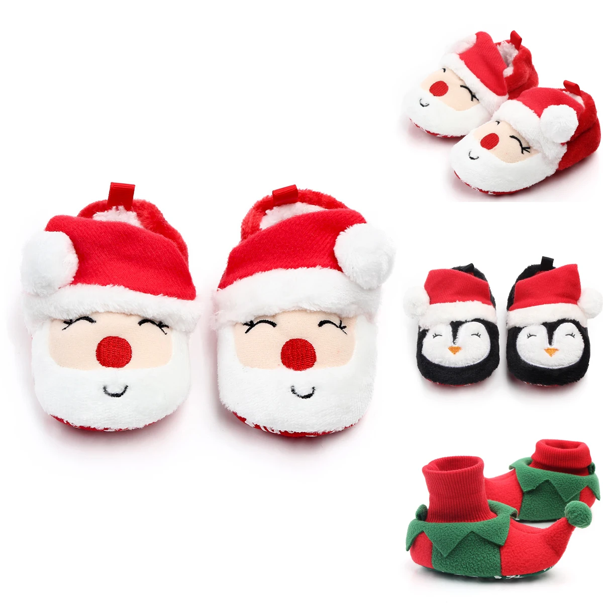 Противоскользящая обувь для маленьких мальчиков и девочек Тапочки для мальчиков и девочек с героями мультфильмов г. Новогодняя бархатная обувь для малышей Рождественский подарок на возраст от 0 до 12 месяцев
