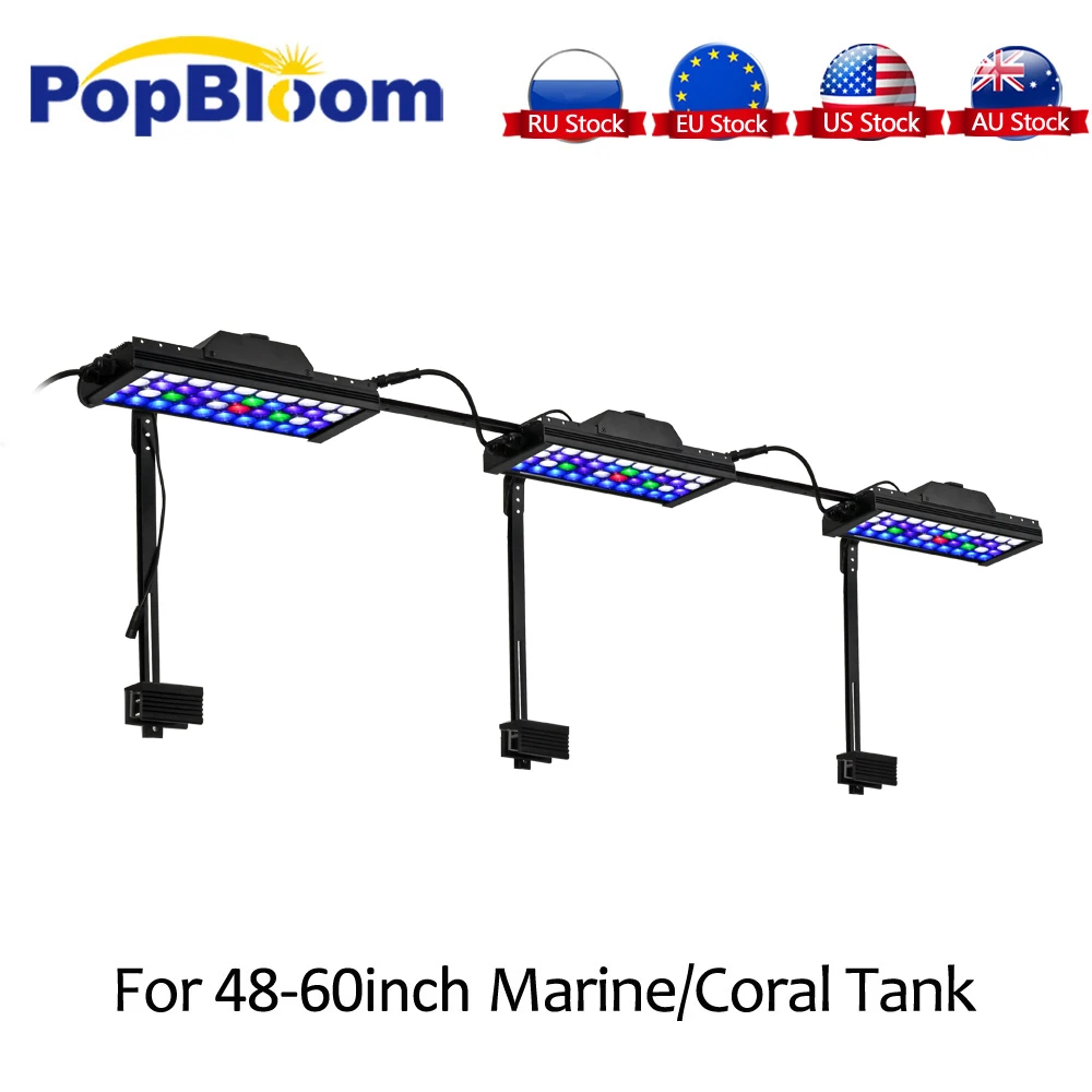 

PopBloom 3PCS Higher Brightness 4 Channels Programmable Timer Dimmable LED Full Spectrum Grow Marine Fish Tank Reef Coral MJ3BP3