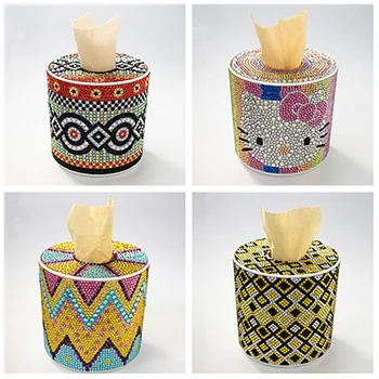 

2020 New Special Shape Diamond Painting Roll Cylinder Tissue Box 5D Puzzle Storage Box Cartoon Animal Diamond Cross Stitch Gift