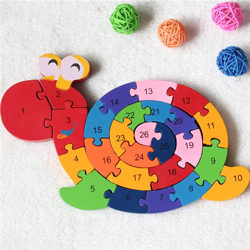 

New Educational Toys Brain Game Kids Winding Snail Figure Wooden Toys Wood Kids 3D Puzzle Wood Brinquedo Madeira Kids Puzzles