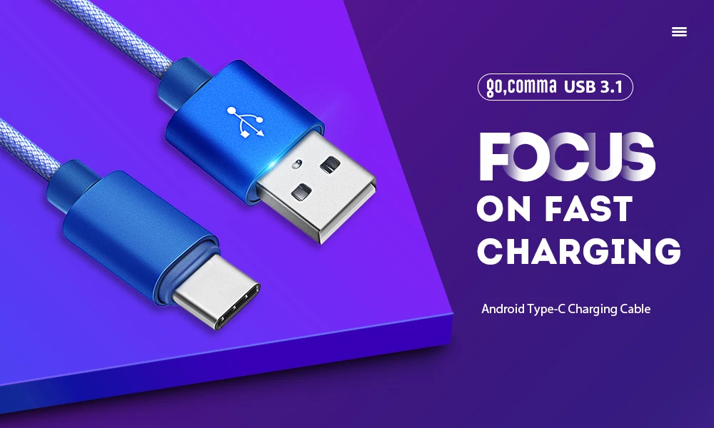 Gocomma USB3.1 сетевой кабель для Android type-C быстрой зарядки