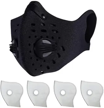 

Dust Mask Anti Pollution PM2.5 Face Masks Washable and Reusable Dustproof Respirator Safety Mask with 2 Valves and 4 Act