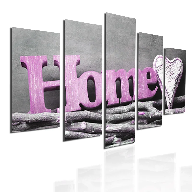 

Red Letter Home And Branches Canvas Painting Poster Wall Art Picture Modular HD Printed 5 Panel Living Room Home Decor