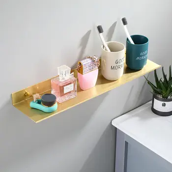 

30/40/50CM Wall Mounted Bathroom Shelf Organizer Space Aluminum Kitchen Storage Shelves Spice Seasoning Rack Gold Black White