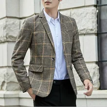 VXO брендовый блейзер для мужчин роскошный клетчатый мужской Клетчатый блейзер модный брендовый приталенный костюм Китайский пиджак masculino homme