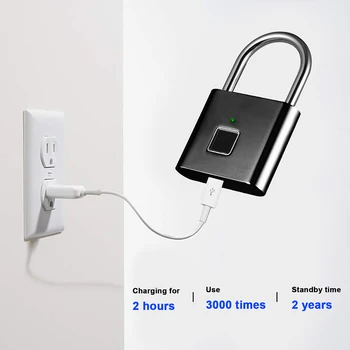 

Smart USB Rechargeable Lock Anti-Theft Security Keyless Smart Fingerprint Lock Fingerprint Padlock For Door Luggage Case Bag