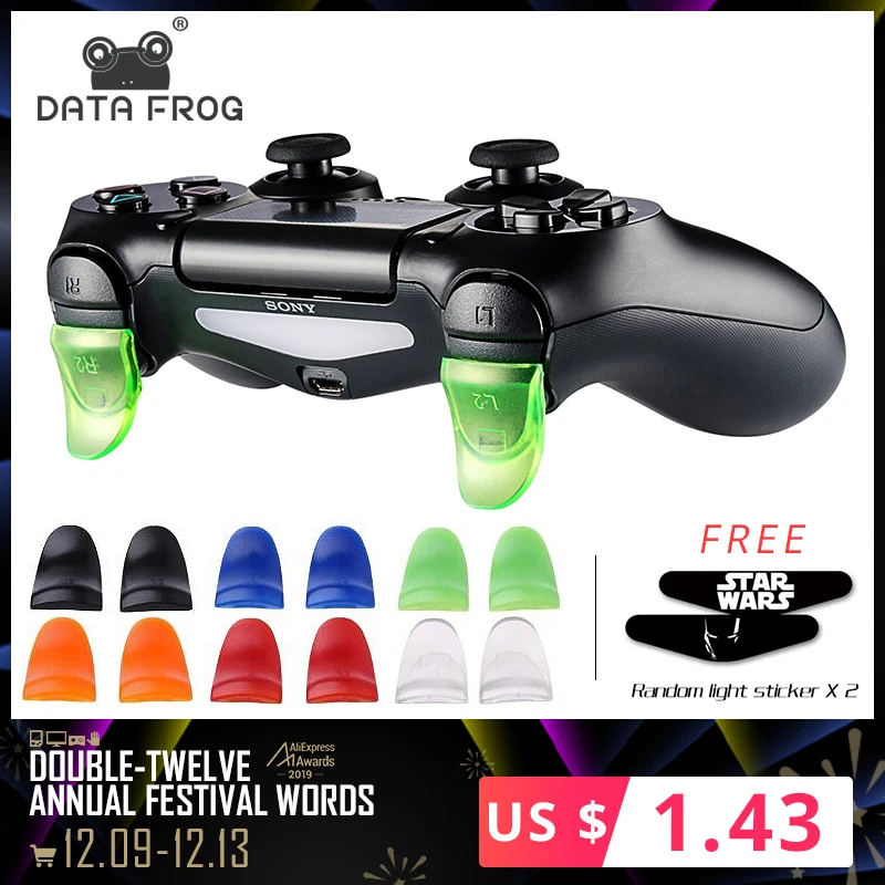 Image do Dados sapo 1 pares l2 r2 botões extensores de gatilho gamepad almofada para playstation 4 ps4/ps4 magro/pro controlador de jogos acessórios Dados sapo 1 pares l2 r2 botões extensores de gatilho gamepad almofada para playstation 4 ps4/ps4 magro/pro controlador de jogos acessórios