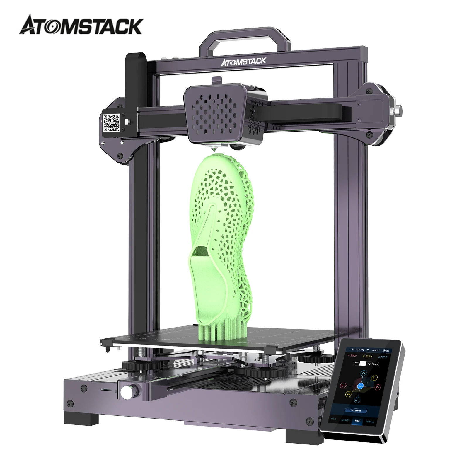 ATOMSTACK Cambrian Pro Desktop Rubber 3D Printer 235x235x250mm Support Printing Elastic TPR/PLA//Rubber with Dual Printing Head