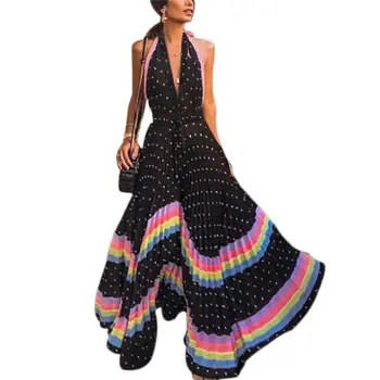 

Womens Sleeveless Evening Party Long Maxi Dress 2020 Summer Holiday Boho Dress Vintage Bandage Elegant DressFashion Clothes