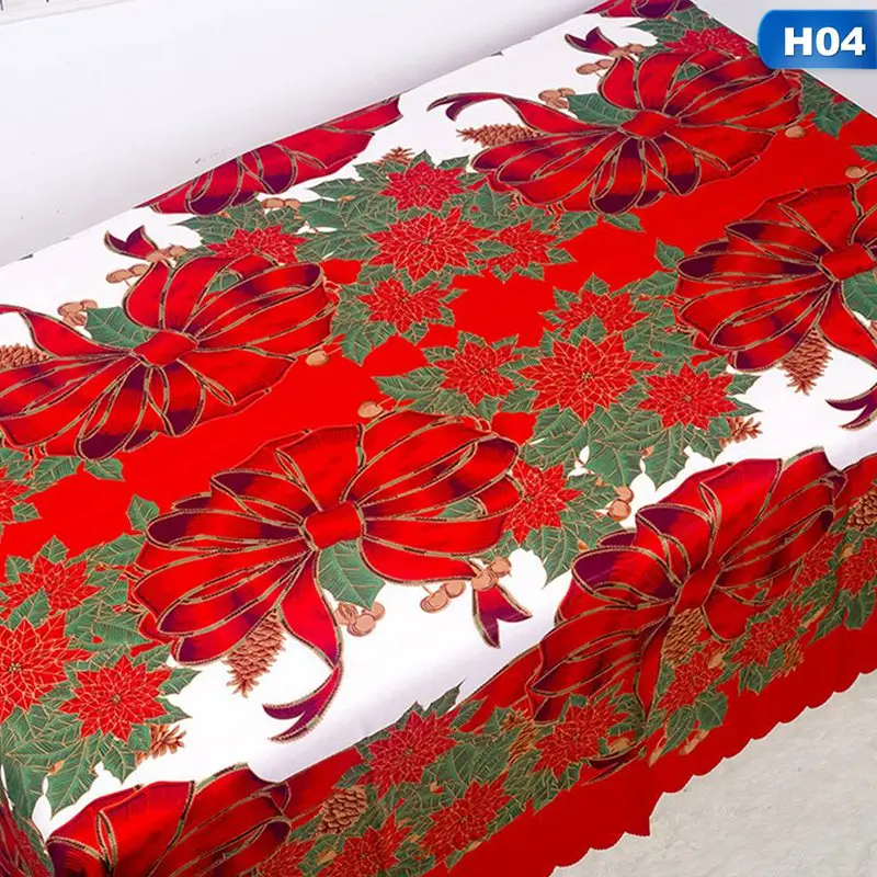 Рождественская скатерть, прямоугольная скатерть, свадебные, вечерние, для дома, из полиэфирной ткани, Рождественская, праздничная, столовая скатерть - Цвет: H04
