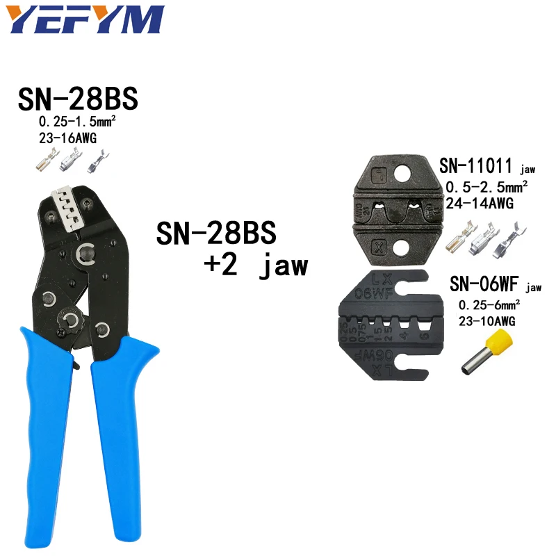 SN-28BS 2JAW Обжимные клещи SN-28BS 8 челюсти комплект посылка для 2,8 4,8 6,3 VH2.54 3,96 2510/трубка/insuated клеммы Электрический зажим для рыбалки - Цвет: SN-28BS 2JAW