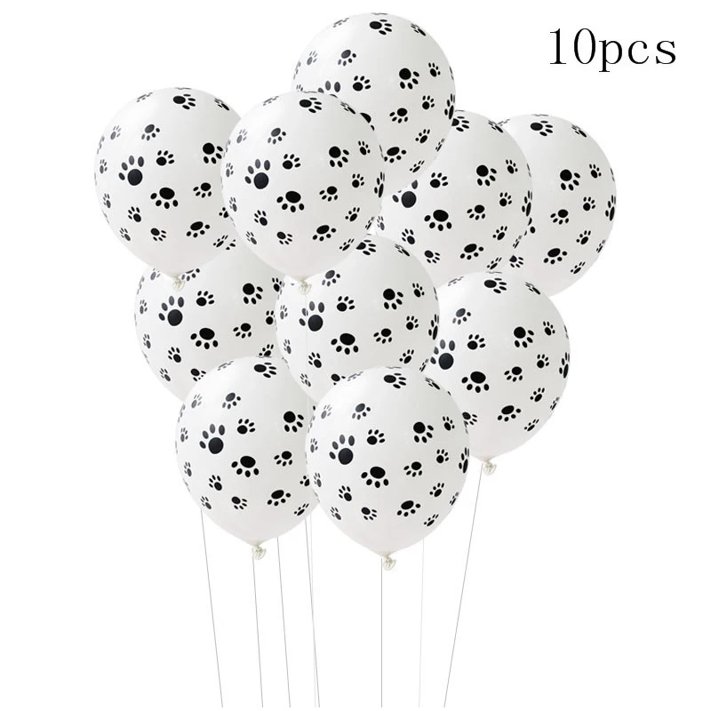 10pcs balloons WEIGAO вечерние украшения для собак с солнцезащитными очками гирлянда лапы для собак принт баннер воздушные шары для щенков вечерние принадлежности - Цвет: 10pcs balloons