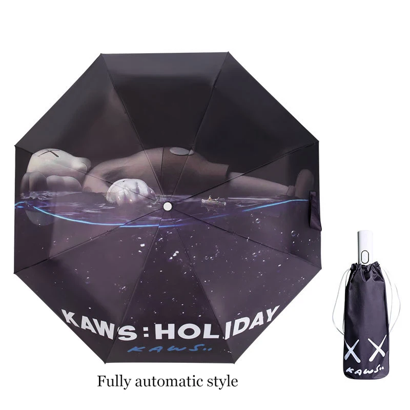 Automatic Sun Umbrella Three Folding Black Coating Portable Anti UV Cartoon Women Umbrellas Men Windproof Girl Parasols Gifts