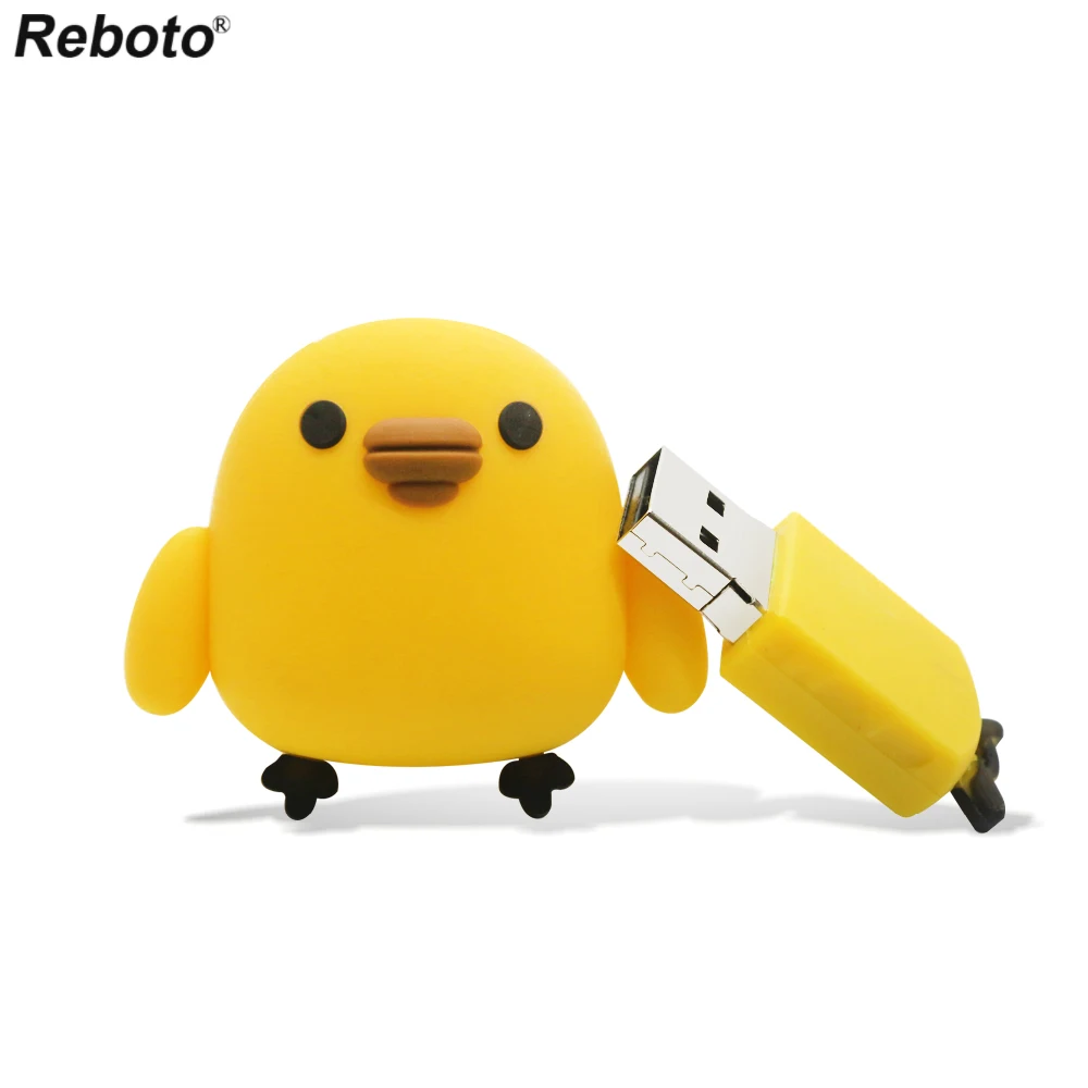Cartoon Animated USB Flash Pendrive 64GB 32GB 16GB 8GB Mini Memory Stick Cute Yellow Duck Storage Device For PC