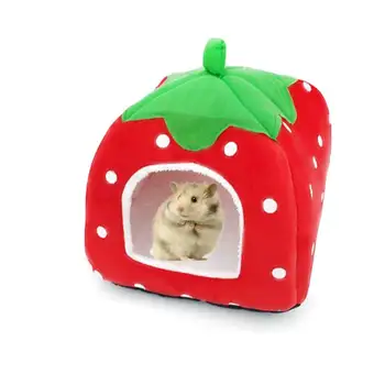 

NACOCO Hamster Strawberry Nest Totoro Warm Bed Pet Guinea Pig Pad Hedgehog Mat Dog Cat Cotton Fluff Soft Comfortable for Cats Sm