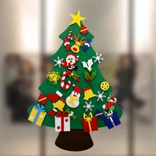 DIY filc choinka świąteczne dekoracje dla dzieci strona główna 2021 prezenty na nowy rok ozdoby świąteczne na ścianę święty mikołaj choinka tanie i dobre opinie CN (pochodzenie)