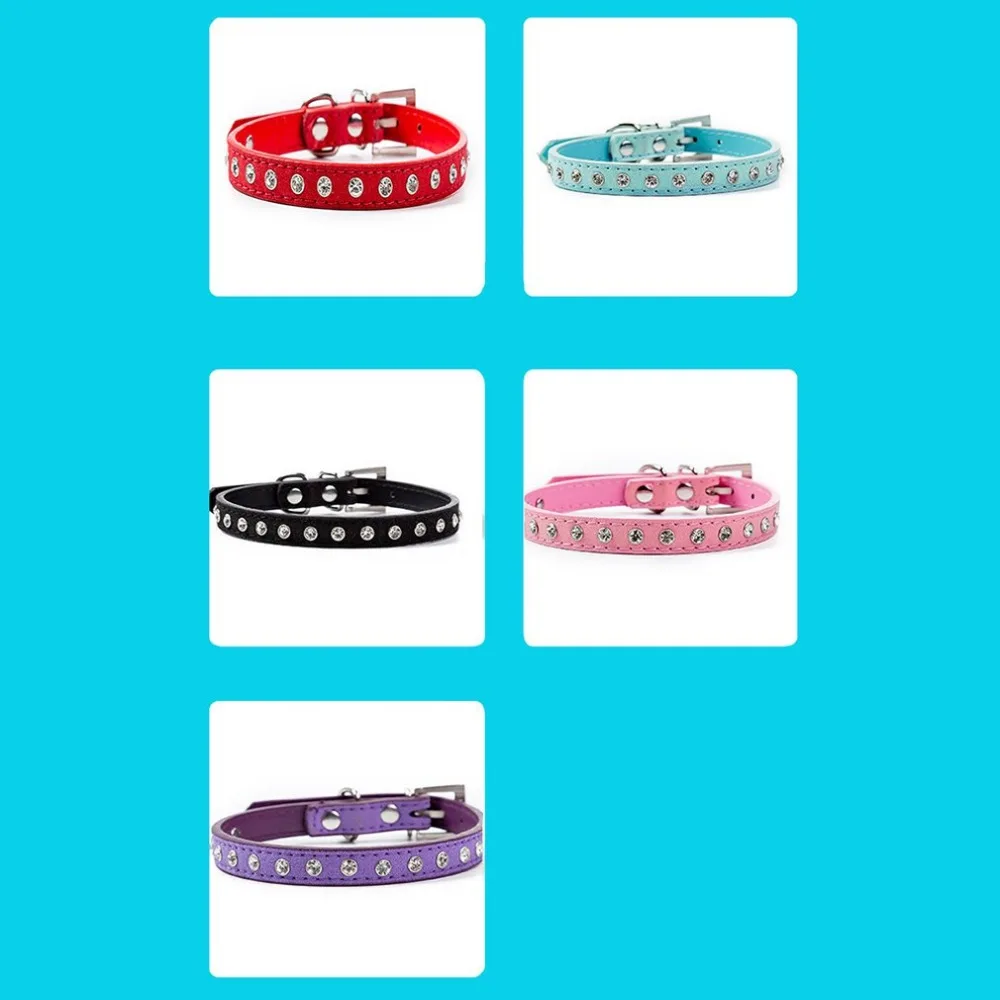 Ошейник для маленьких собак, щенков, товары для животных, кошек, регулируемый ошейник с кристаллами, аксессуары для ошейника питомца