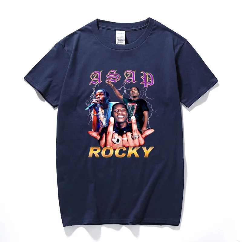 Рок Asap Rocky Мужская футболка Новая летняя хип-хоп рубашка Camisetas ...